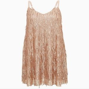Fringe Gold Shimmer Mini Dress